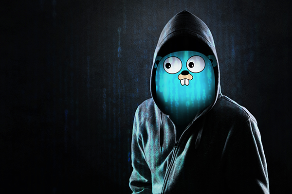 Go's mascot in a hacker hoodie